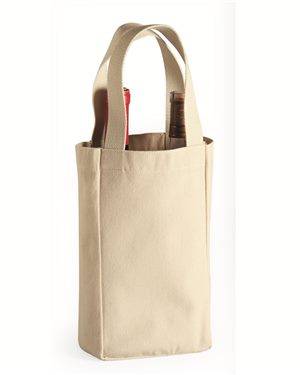 10 Ounce Cotton Canvas Double Bottle Wine Tote