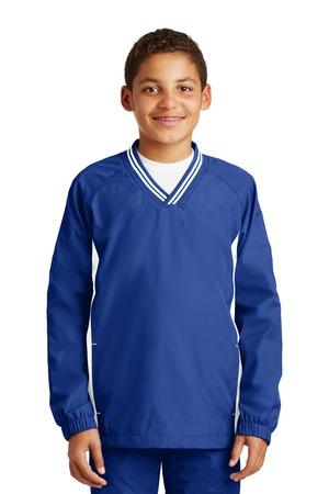Sport-Tek Youth Tipped V-Neck Raglan Wind Shirt