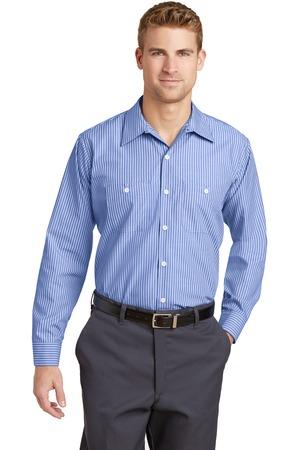 Red Kap Long Size Long Sleeve Striped Industrial Work Shirt