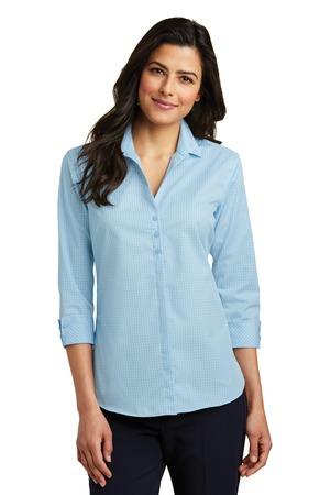 Port Authority Ladies 3/4-Sleeve Micro Tattersall Easy Care Shirt