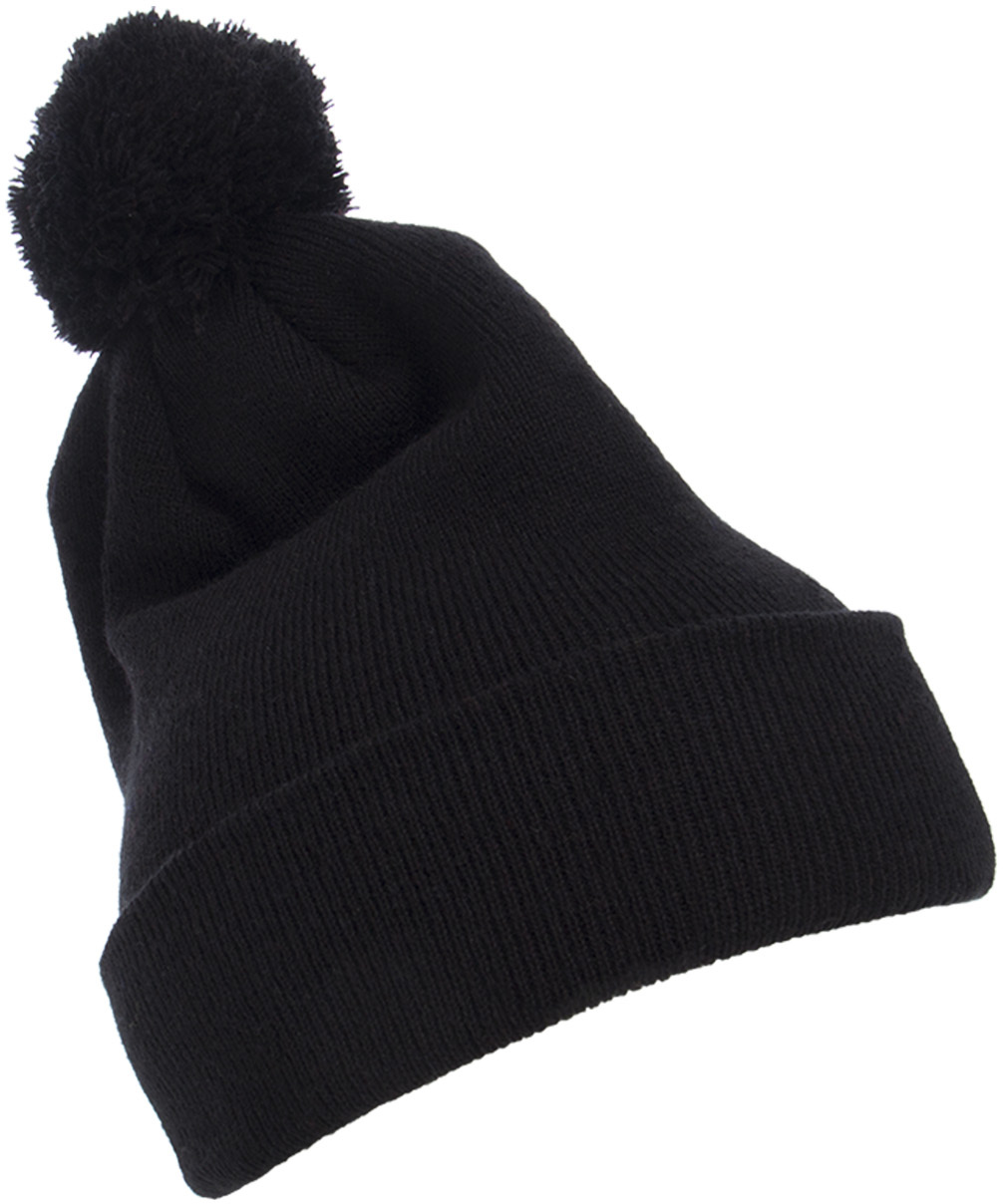 Cuffed Knit Beanie with Pom Pom Hat