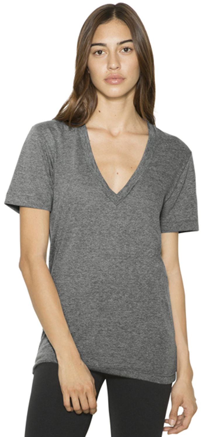 Unisex Tri-Blend Short-Sleeve Deep V-Neck T-Shirt