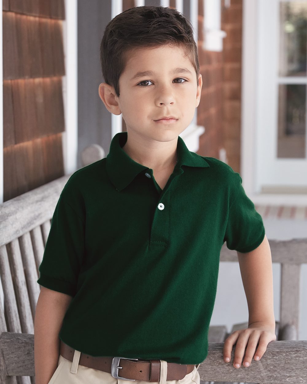 054Y Hanes Youth 5.2 oz., 50/50 ComfortBlend® EcoSmart® Jersey Knit Polo