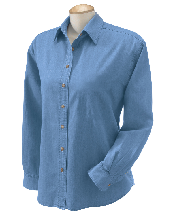 Harriton Ladies’ 100% Long-Sleeve Denim Shirt