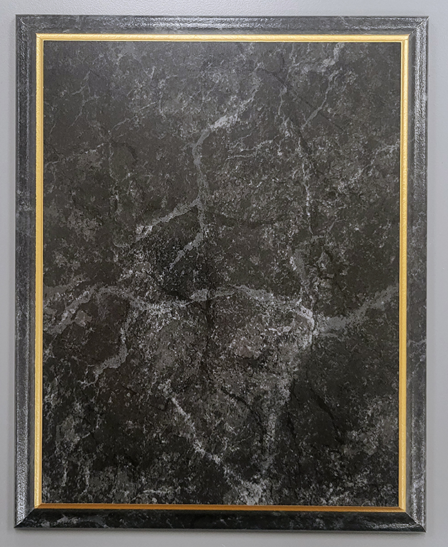 Improved Black Marble Finish Plaque with Gold Cove Edge