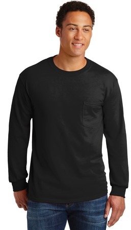 Gildan – Ultra Cotton 100% Cotton Long Sleeve T-Shirt with Pocket.