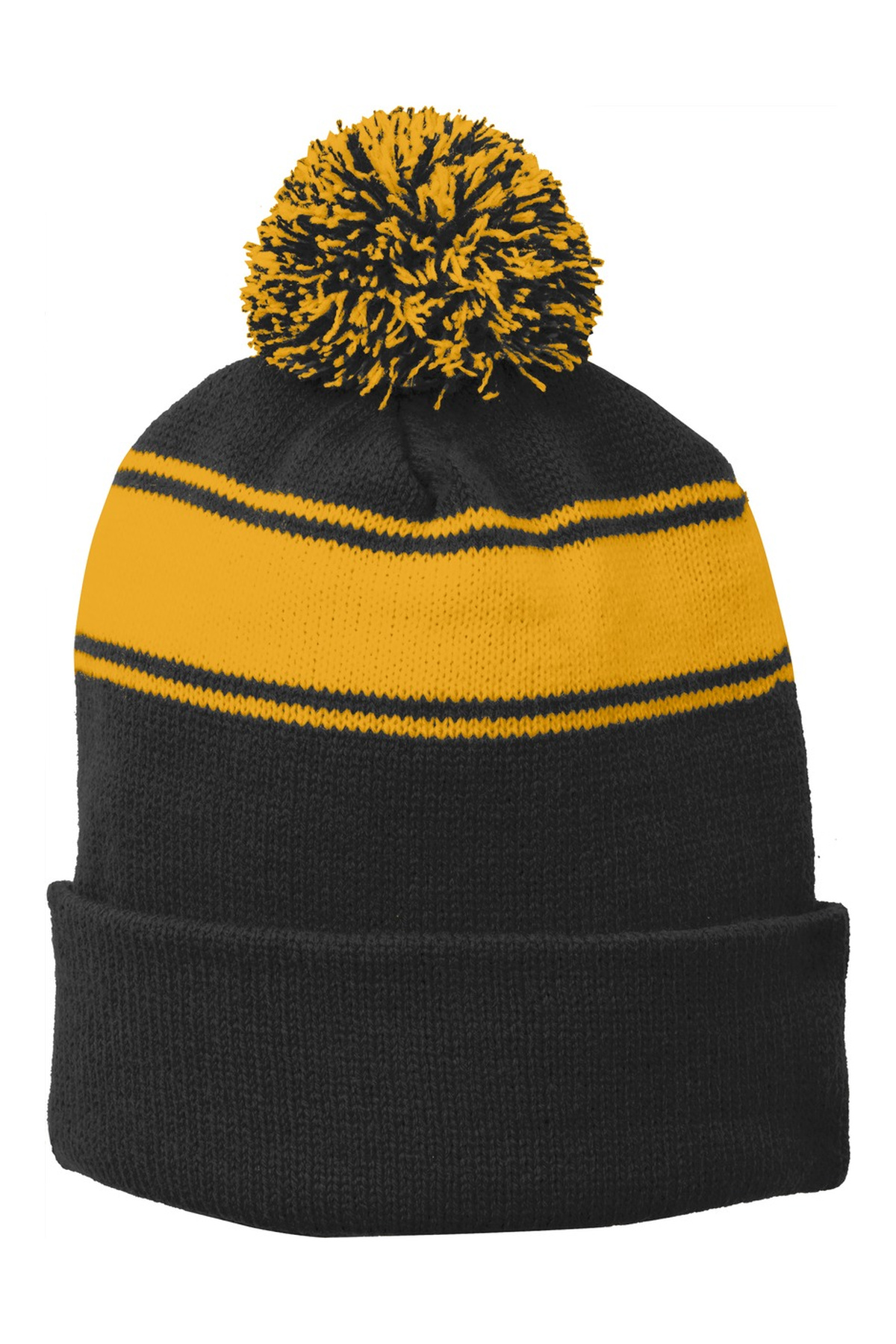 Sport-Tek Stripe Pom Pom Beanie