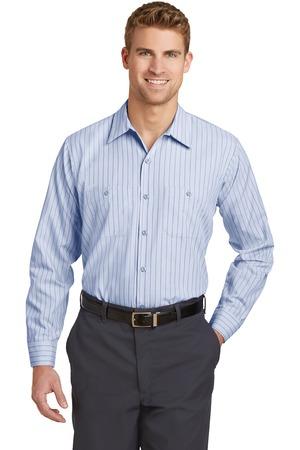 Red Kap – Long Sleeve Striped Industrial Work Shirt