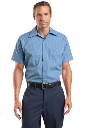 Red Kap Long Size Short Sleeve Striped Industrial Work Shirt