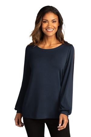 Ladies Luxe Knit Jewel Neck Top.