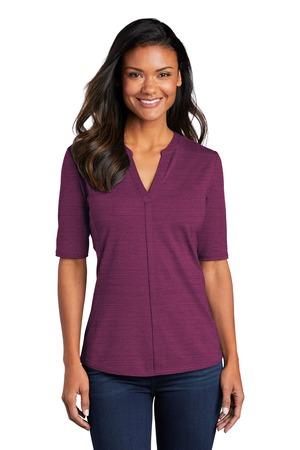Ladies Stretch Heather Open Neck Top
