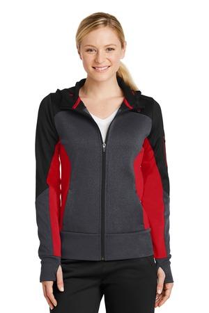 Sport-Tek Ladies Tech Fleece Colorblock Full-Zip Hooded Jacket