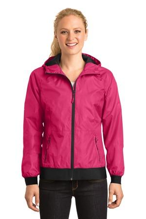 Sport-Tek Ladies Embossed Hooded Wind Jacket