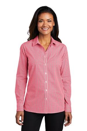 Ladies Broadcloth Gingham Easy Care Shirt