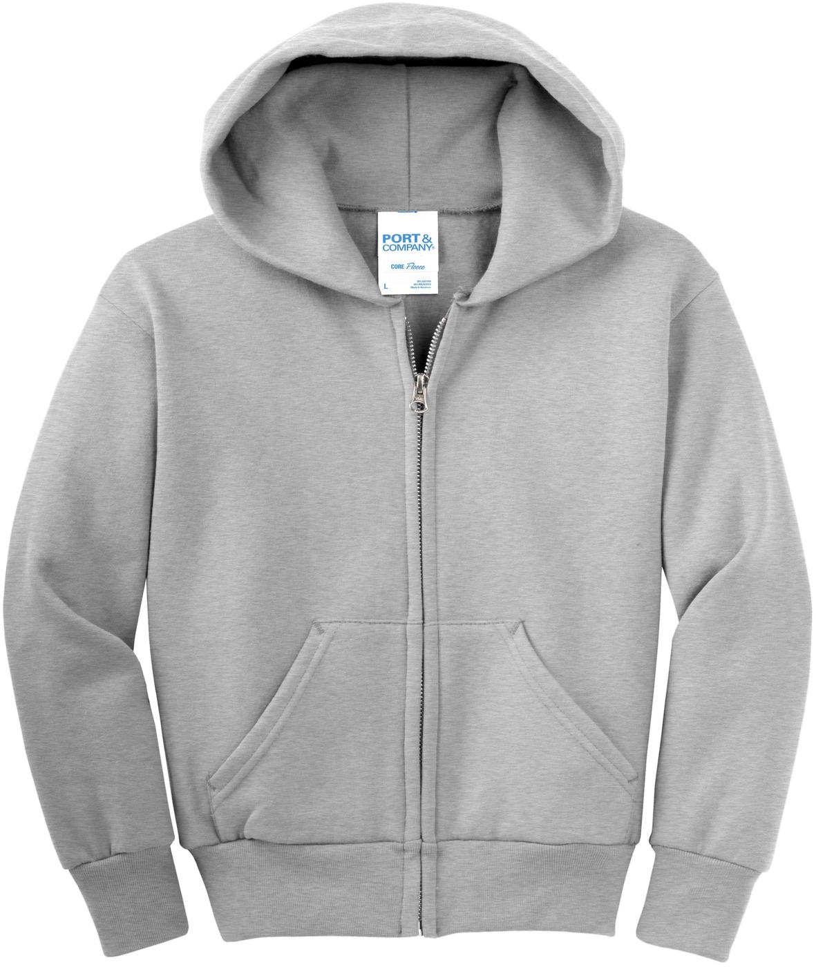 Port & Company – Youth Core Fleece Full-Zip Hooded Sweatshirt