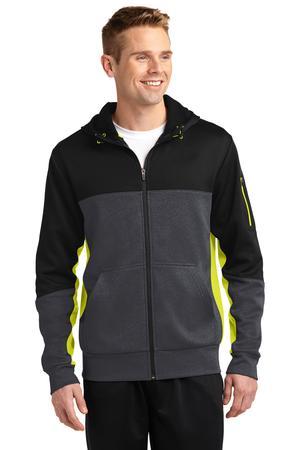 Sport-Tek Tech Fleece Colorblock Full-Zip Hooded Jacket