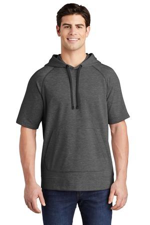 PosiCharge Tri-Blend Wicking Fleece Short Sleeve Hooded Pullover