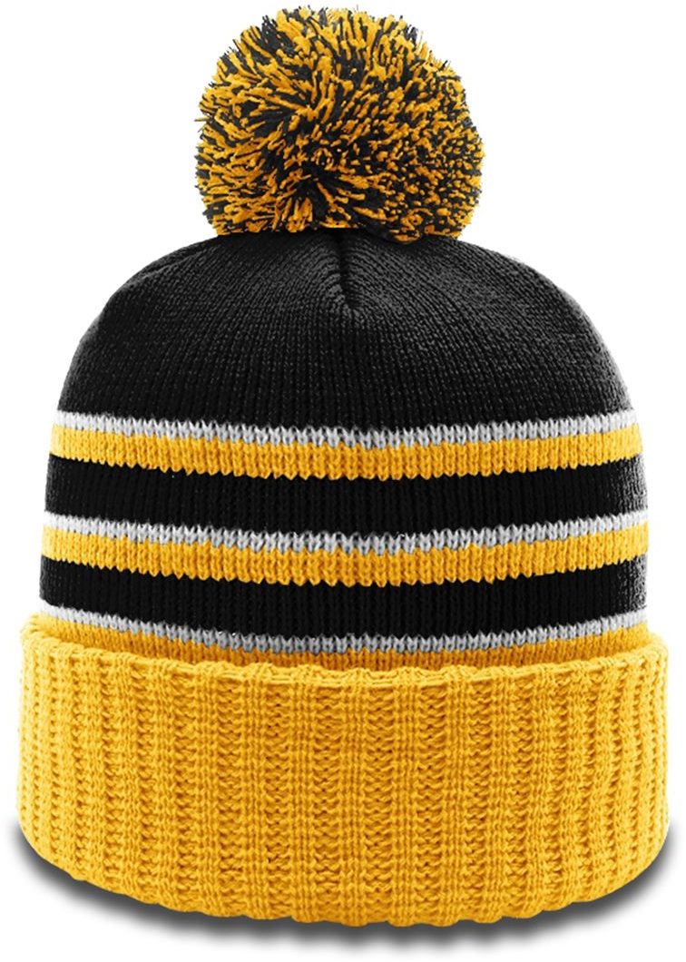 Stripe Pom Beanie With Cuff