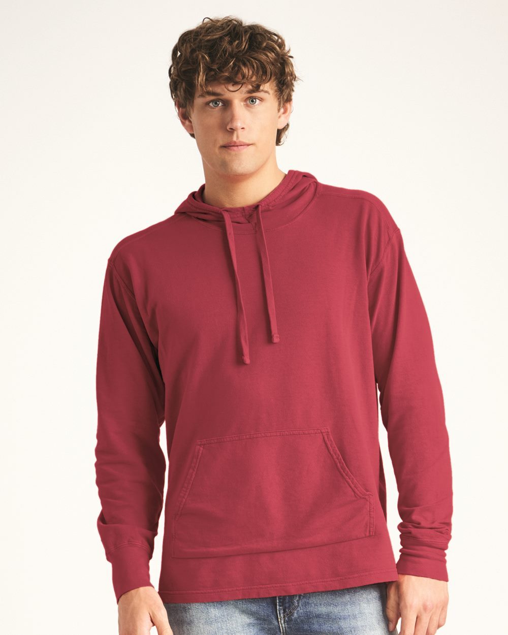 Garment-Dyed French Terry Scuba Neck Hooded Pullover – 1535