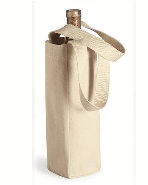 10 Ounce Cotton Canvas Single Bottle Wine Tote