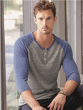 Eco-Jerseyâ„¢ Three-Quarter Sleeve Raglan Henley