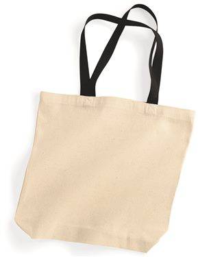 10 Ounce Gusseted Cotton Canvas Tote with Colored Handle
