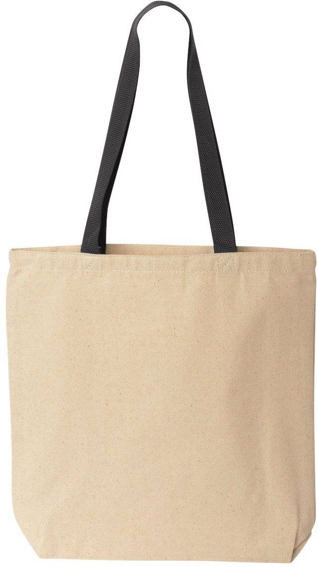 10 Ounce Gusseted Cotton Canvas Tote with Colored Handle
