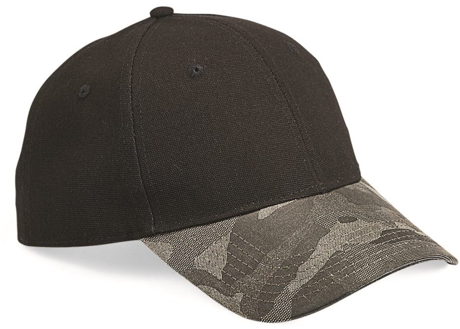 Canvas Crown Cap with Weathered Camo Visor