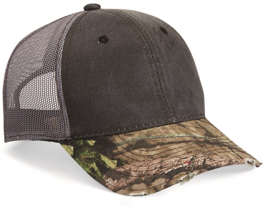 Distressed Camo Mesh-Back Cap
