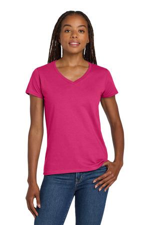 Gildan Ladies Heavy Cotton 100% Cotton V-Neck T-Shirt.