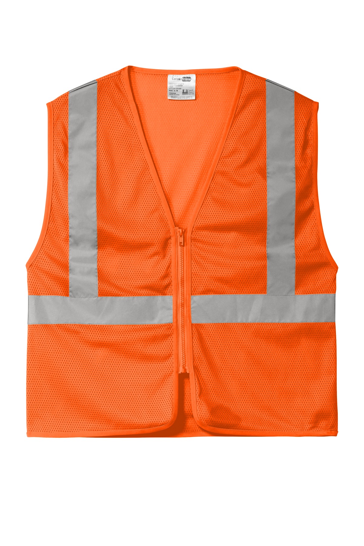 ANSI 107 Class 2 Economy Mesh Zippered Vest.
