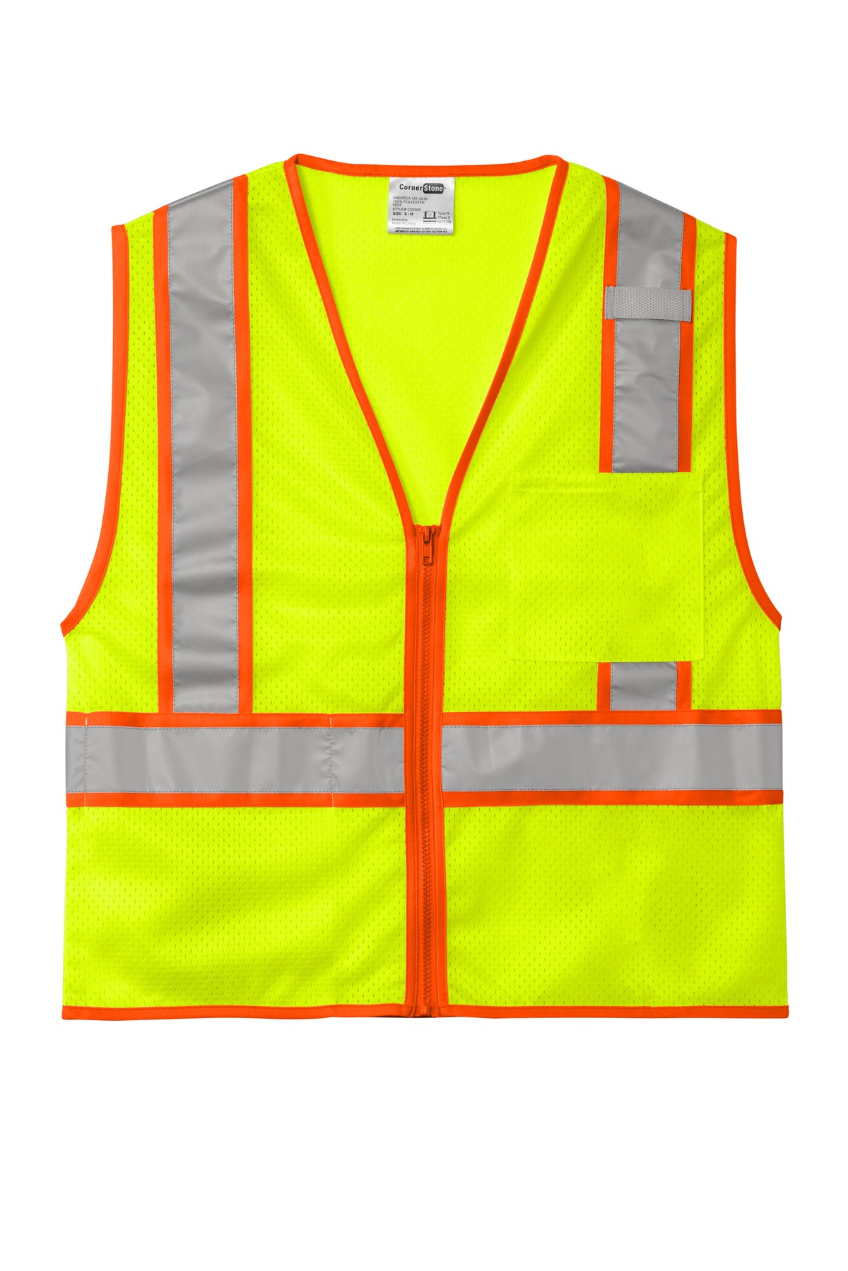 ANSI 107 Class 2 Mesh Zippered Two-Tone Vest.