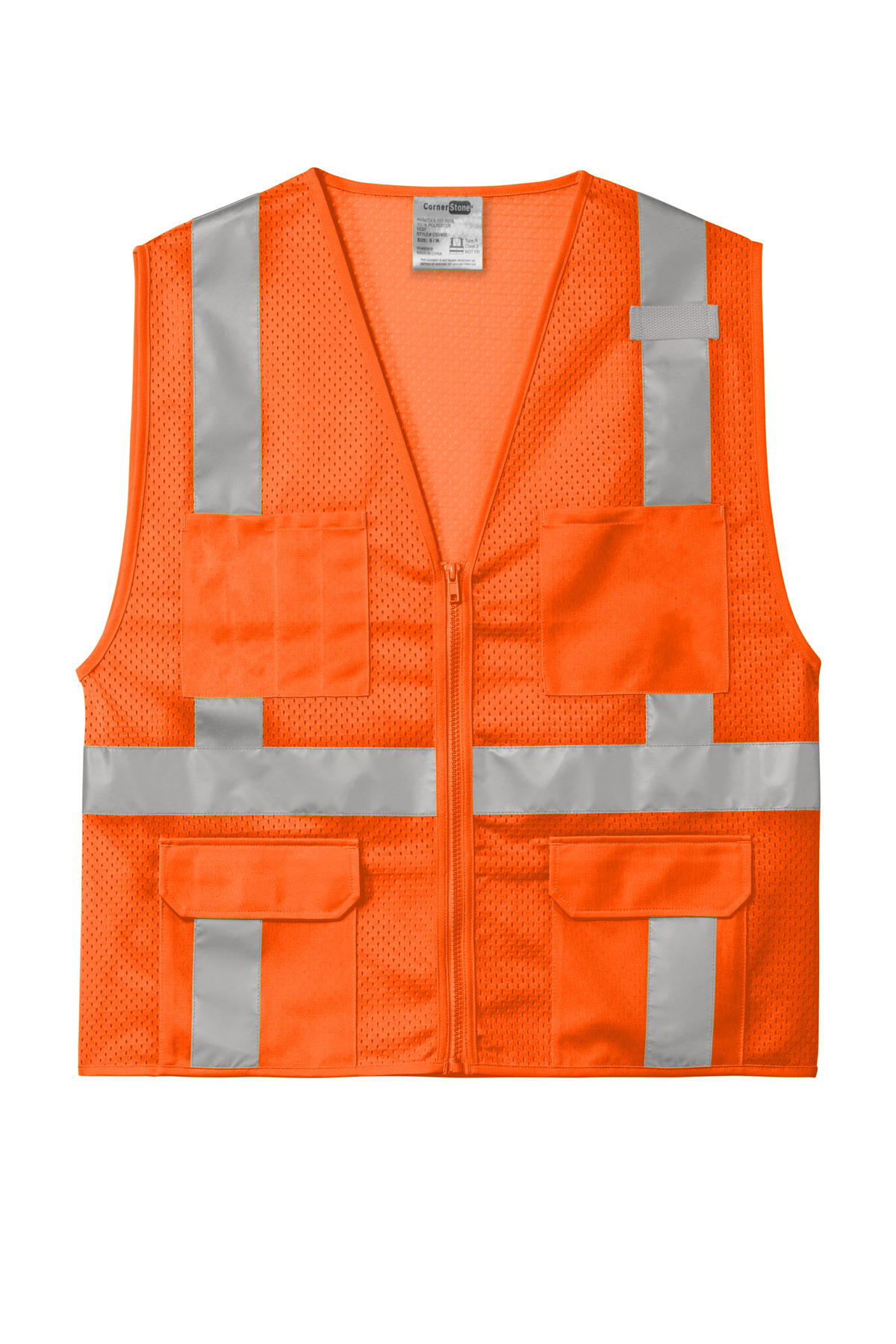 ANSI 107 Class 2 Mesh Six-Pocket Zippered Vest.