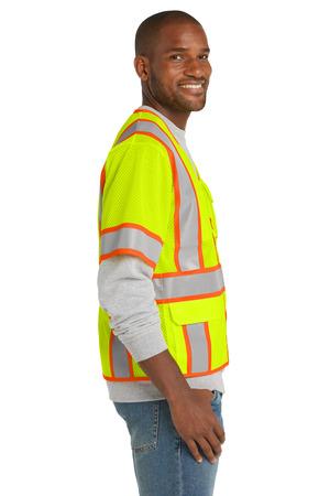 ANSI 107 Class 3 Surveyor Mesh Zippered Two-Tone Short Sleeve Vest.