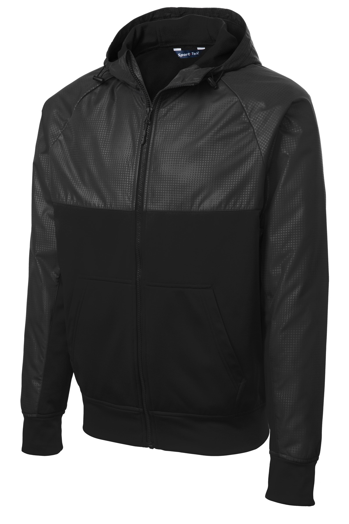 Sport-Tek Embossed Hybrid Full-Zip Hooded Jacket