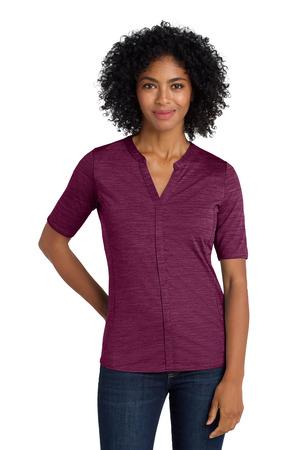 Ladies Stretch Heather Open Neck Top