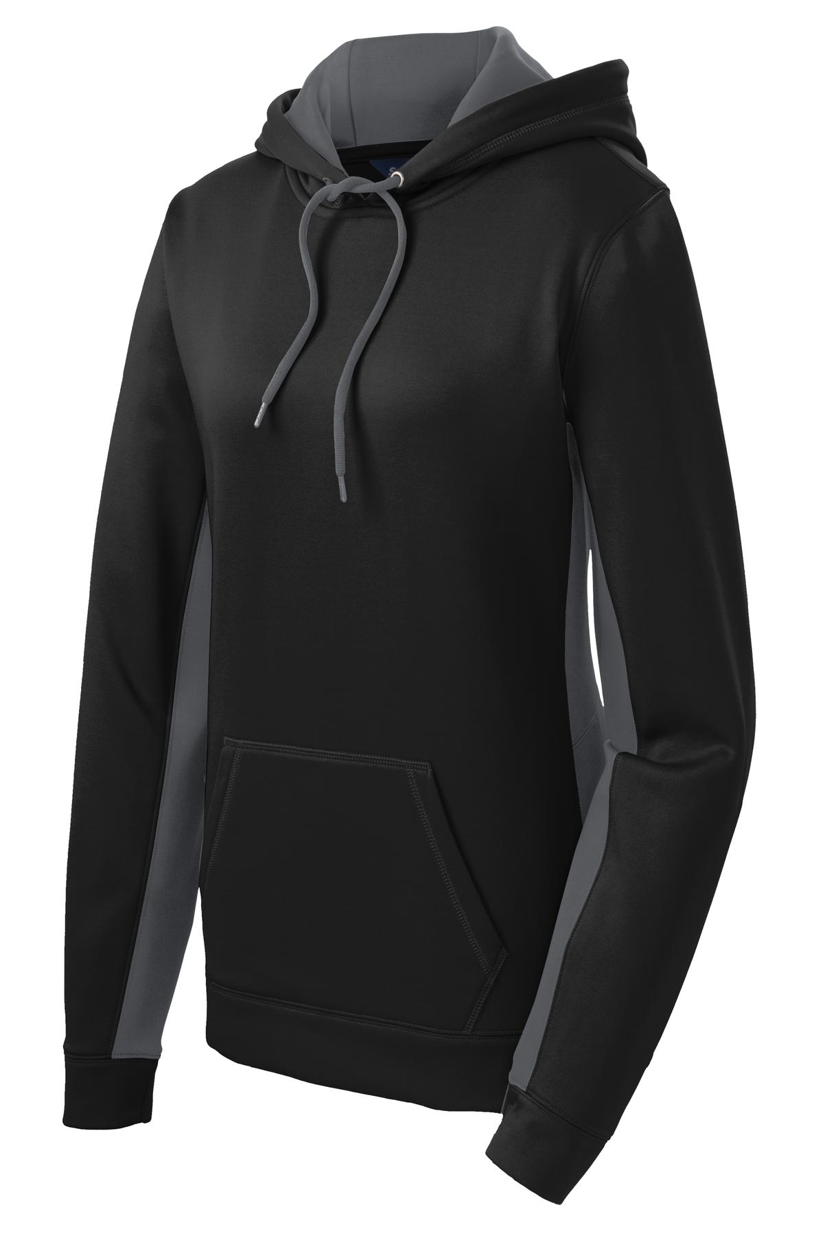 Sport-Tek Ladies Sport-Wick Fleece Colorblock Hooded Pullover