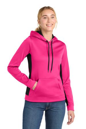Sport-Tek Ladies Sport-Wick Fleece Colorblock Hooded Pullover