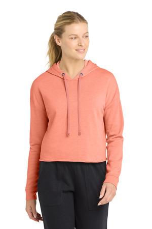 Ladies PosiCharge Tri-Blend Wicking Fleece Crop Hooded Pullover