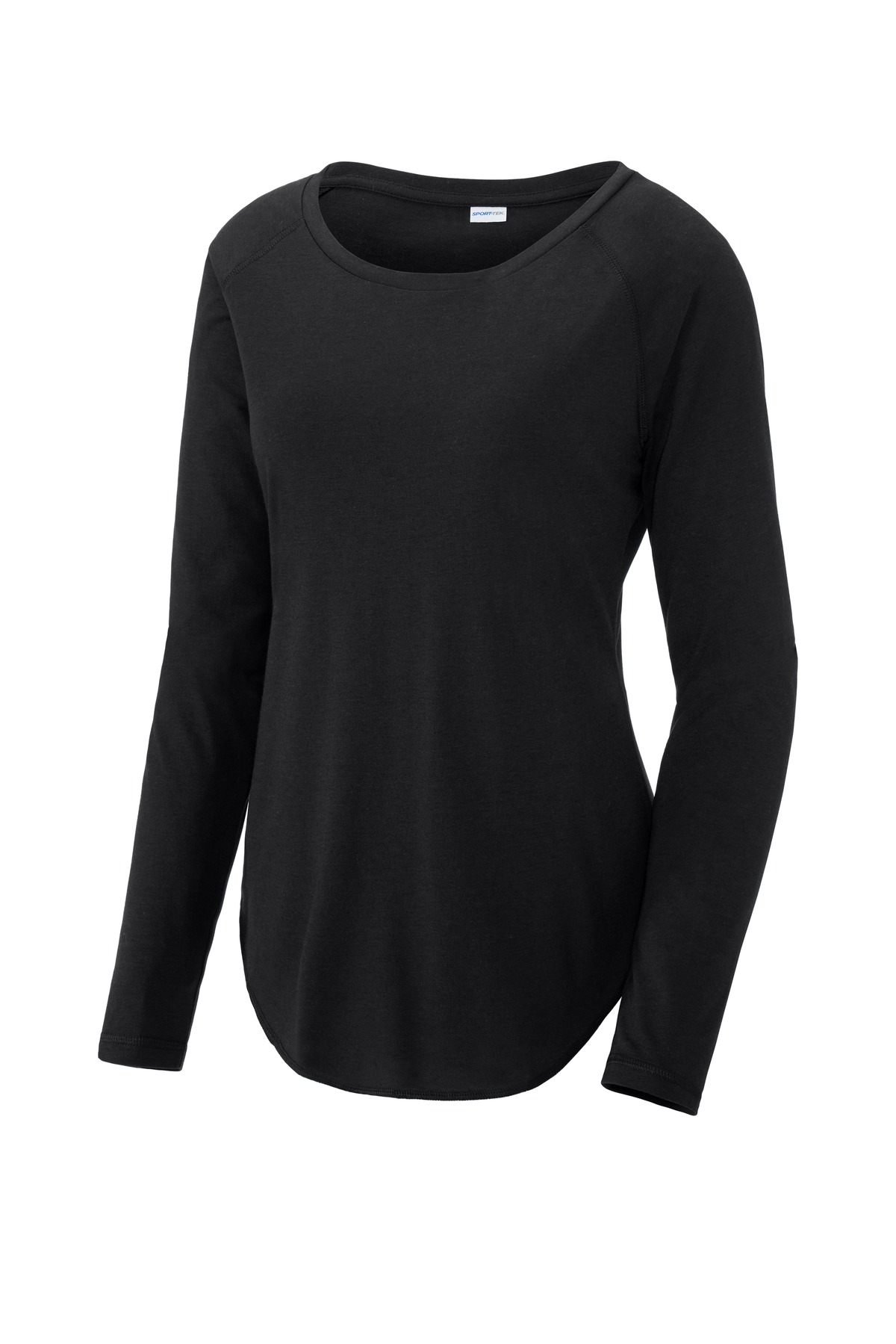 Ladies PosiCharge Long Sleeve Tri-Blend Wicking Scoop Neck Raglan Tee