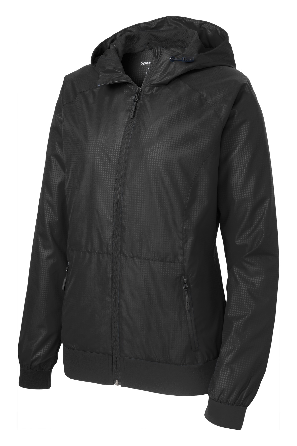 Sport-Tek Ladies Embossed Hooded Wind Jacket