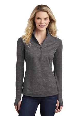 Sport-Tek Ladies Sport-Wick Stretch Reflective Heather 1/2-Zip Pullover
