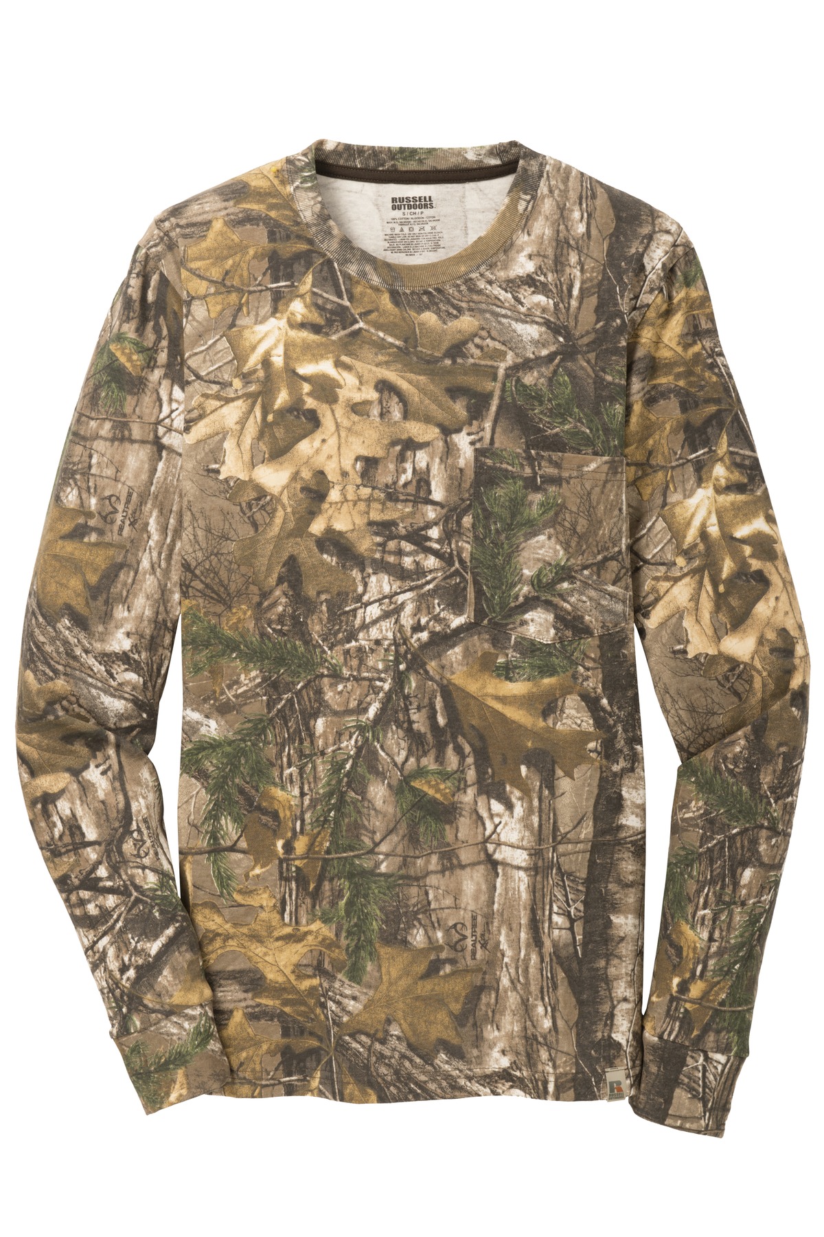 Russell Outdoors Realtree Long Sleeve Explorer 100% Cotton T-Shirt with Pocket