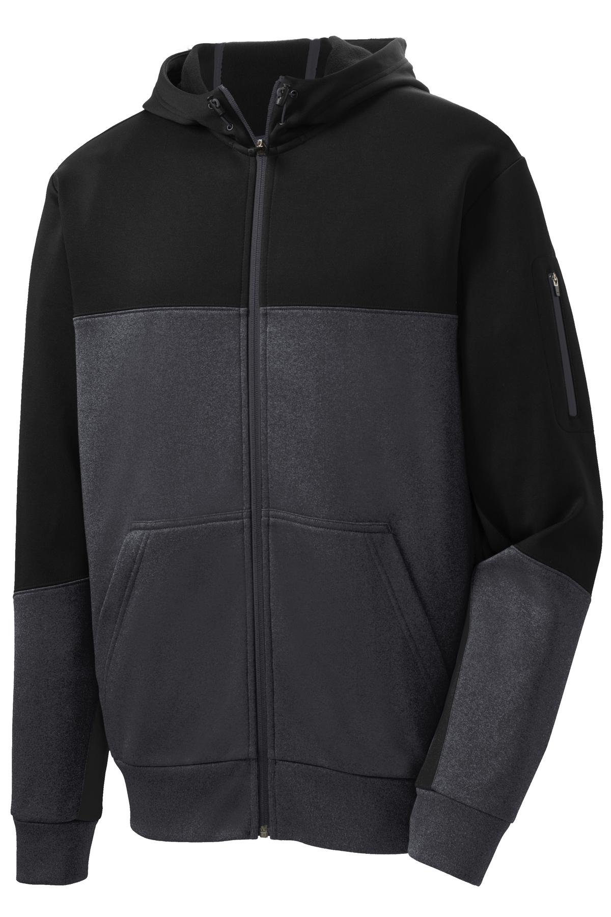 Sport-Tek Tech Fleece Colorblock Full-Zip Hooded Jacket
