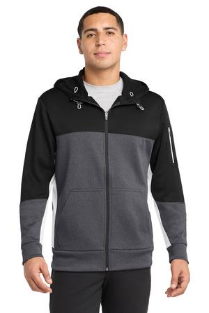 Sport-Tek Tech Fleece Colorblock Full-Zip Hooded Jacket
