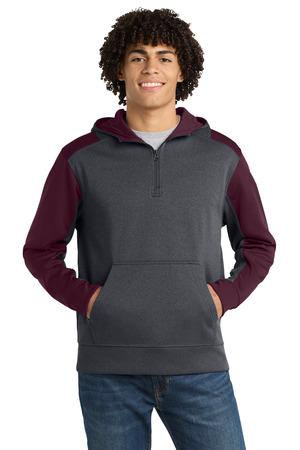 Sport-Tek Tech Fleece Colorblock 1/4-Zip Hooded Sweatshirt