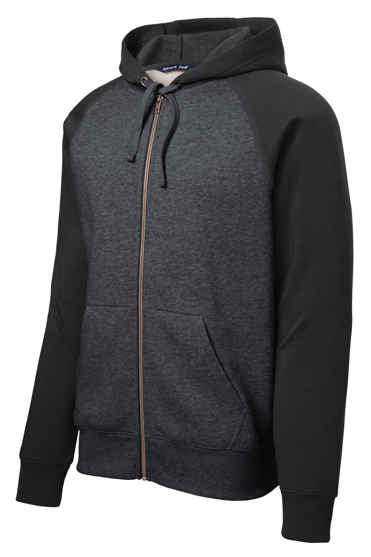Sport-Tek Raglan Colorblock Full-Zip Hooded Fleece Jacket