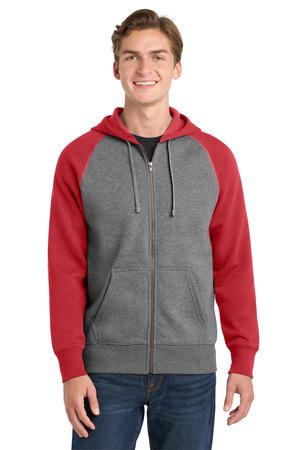 Sport-Tek Raglan Colorblock Full-Zip Hooded Fleece Jacket