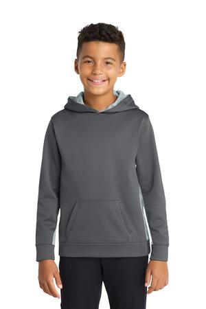 Sport-Tek Youth Sport-Wick CamoHex Fleece Colorblock Hooded Pullover