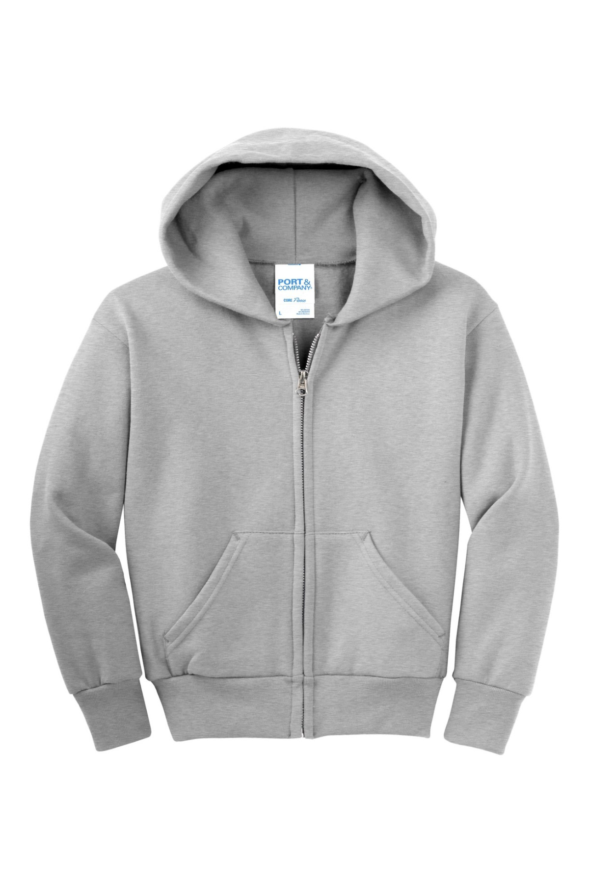 Port & Company – Youth Core Fleece Full-Zip Hooded Sweatshirt
